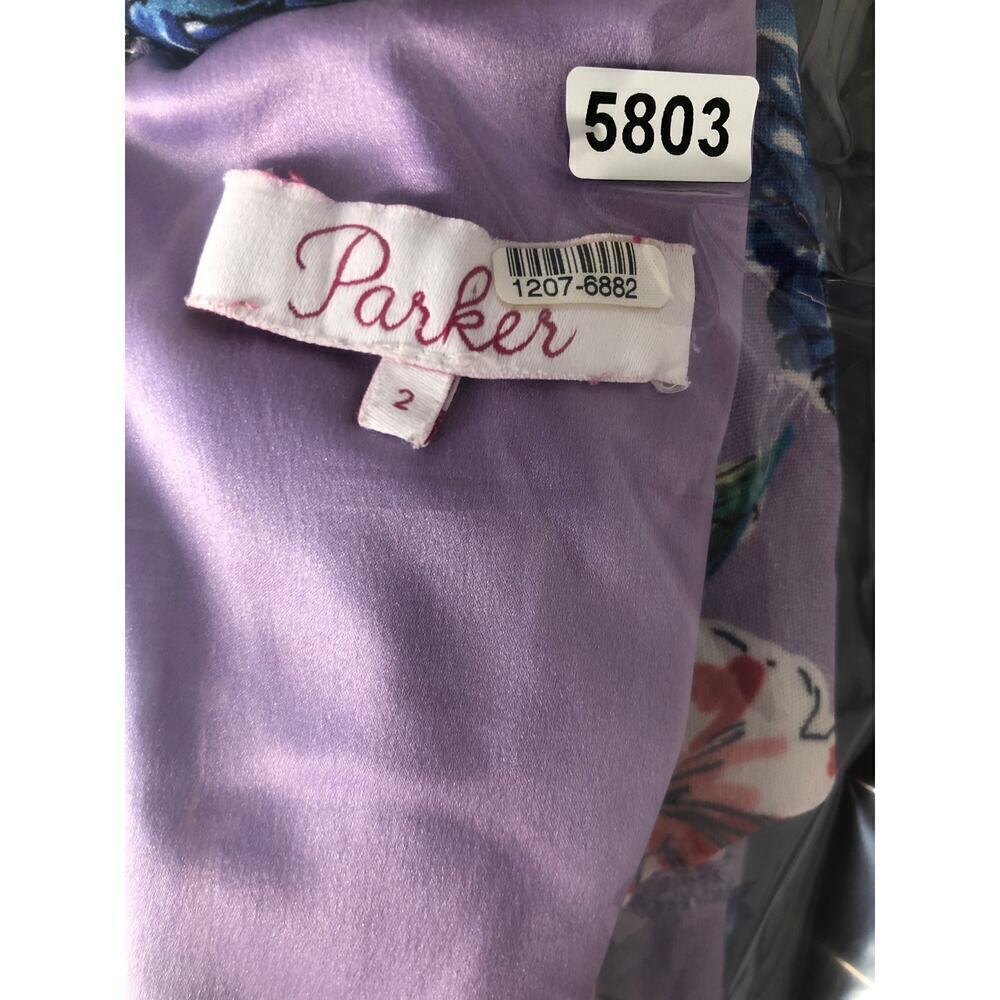 Parker Ana Combo Romper Shorts Flutter Sleeves V-Neck Floral Print Purple 2 - Picture 10 of 10